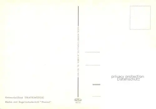 AK / Ansichtskarte Travemuende_Ostseebad Hafen mit Segelschulschiff Passat Travemuende_Ostseebad