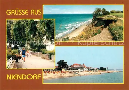 AK / Ansichtskarte Niendorf_Ostseebad Promenade Steilufer Strand Niendorf_Ostseebad