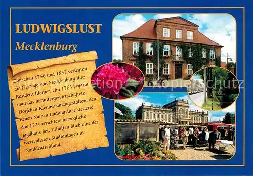 AK / Ansichtskarte Ludwigslust Rathaus Marktplatz Schloss Chronik Ludwigslust