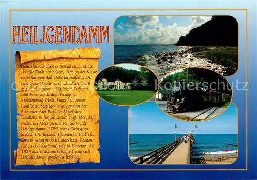 AK / Ansichtskarte Heiligendamm_Ostseebad Kueste Dampflokomotive Strand Seebruecke Chronik Heiligendamm_Ostseebad