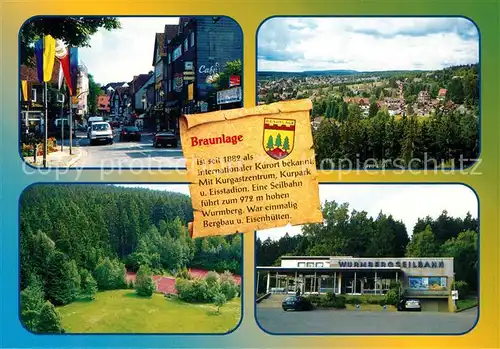 AK / Ansichtskarte Braunlage Innenstadt Tennisanlage Wurmbergseilbahn Panorama Braunlage