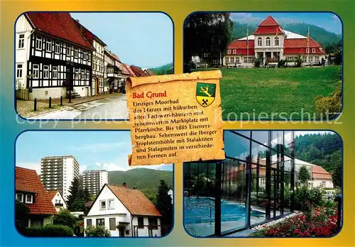 AK / Ansichtskarte Bad_Grund Fachwerkhaeuser Kurbad Teilansicht Hochhaus Hallenbad Bad_Grund