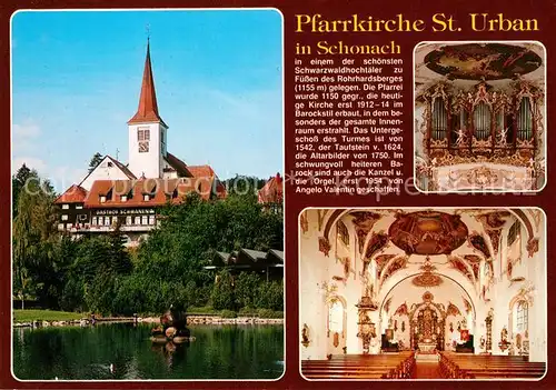 AK / Ansichtskarte Schonach_Schwarzwald Pfarrkirche St Urban Innenansicht Fresken Orgel Schonach Schwarzwald