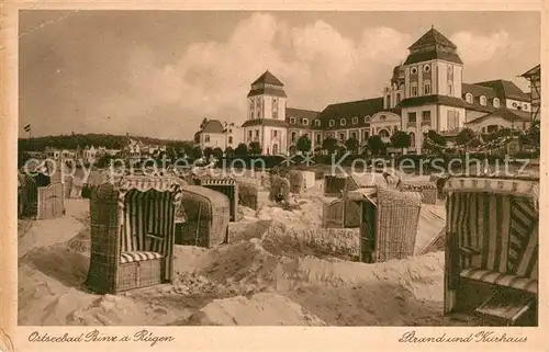 AK / Ansichtskarte Binz_Ruegen_Ostseebad Strand und Kurhaus 