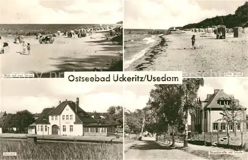 AK / Ansichtskarte ueckeritz_Usedom Strandpartien Bahnhof Strandstrasse mit Schule ueckeritz Usedom