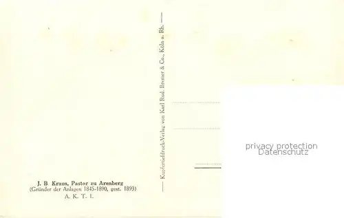 AK / Ansichtskarte Arenberg_Koblenz Pastor J B Kraus Portrait Arenberg_Koblenz