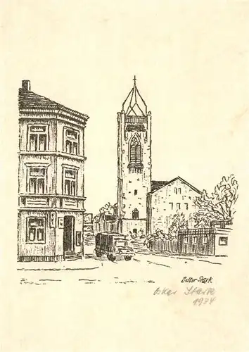 AK / Ansichtskarte Kassel Auferstehungskirche Zeichnung Oskar Stark Kuenstlerkarte Kassel