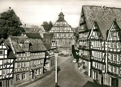 AK / Ansichtskarte Homberg_Efze Marktplatz Rathaus Fachwerkhaeuser Altstadt Homberg Efze