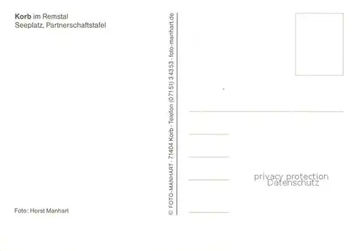 AK / Ansichtskarte Korb_Remstal Seeplatz Partnerschaftstafel Korb_Remstal