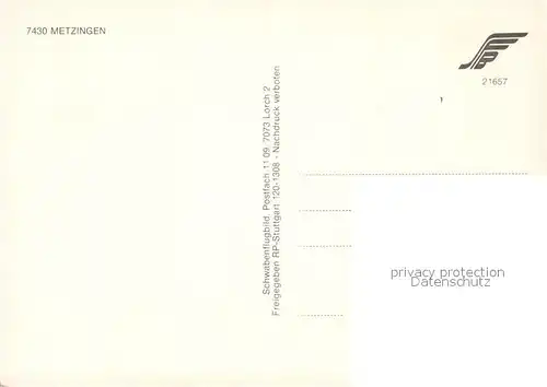 AK / Ansichtskarte Metzingen_Wuerttemberg Fliegeraufnahme Metzingen Wuerttemberg