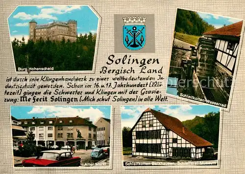 AK / Ansichtskarte Solingen Burg Hohenscheid Alter Markt Schleifkotten Wasserrad Schleiferei Museum Solingen