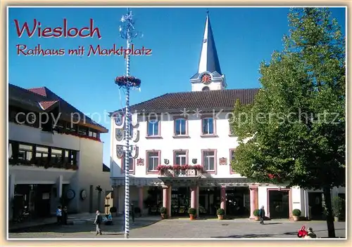 AK / Ansichtskarte Wiesloch Rathaus mit Marktplatz Maibaum Wiesloch