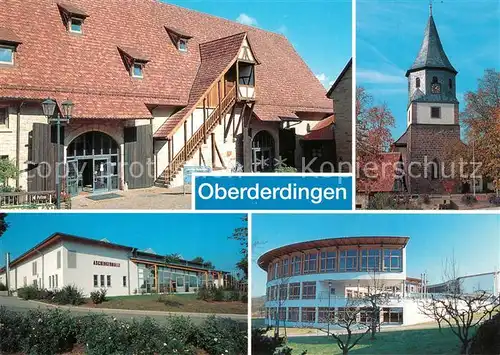 AK / Ansichtskarte Oberderdingen Rathaus Amthof ehemalige Zehntscheuer Kirche Aschingerhalle Schule Oberderdingen