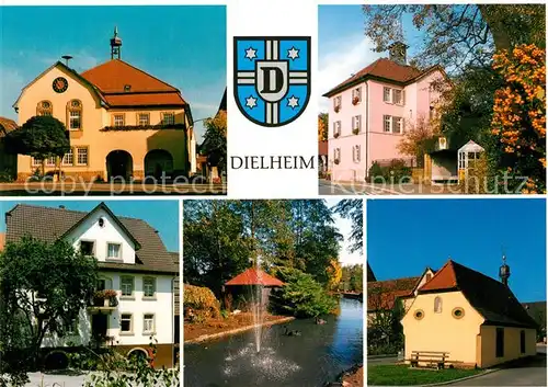 AK / Ansichtskarte Dielheim Rathaus Bauernhaus Unterhof Tierpark Balzfeld Kapelle Oberhof Wappen Dielheim