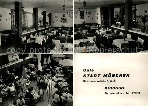 AK / Ansichtskarte Riccione Cafe Stadt Muenchen Riccione