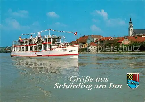 AK / Ansichtskarte Schaerding Grenzstadt am Inn Ausflugsschiff Helene Schaerding