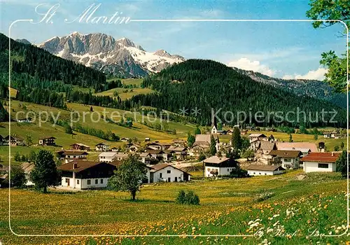 AK / Ansichtskarte St_Martin_Tennengebirge Gesamtansicht mit Alpenpanorama Sommerfrische St_Martin_Tennengebirge