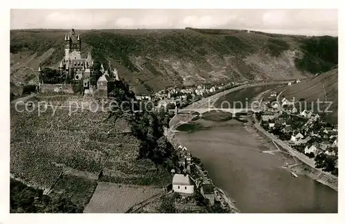 AK / Ansichtskarte Cochem_Mosel Burg Mosel Neue Bruecke Blick ovn den Drei Kreuzen Cochem Mosel