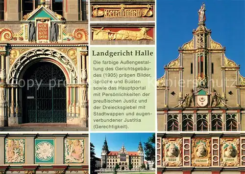AK / Ansichtskarte Halle_Saale Landgericht Sinnbilder  Halle_Saale