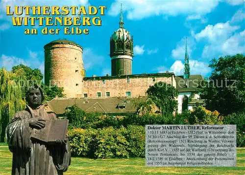 AK / Ansichtskarte Wittenberg_Lutherstadt Luther Denkmal Schloss Schlosskirche Wittenberg_Lutherstadt