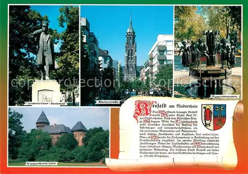 AK / Ansichtskarte Krefeld Seidenweber Denkmal Wasserburg Linn Rippenbrunnen Chronik Krefeld