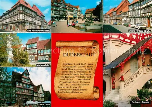 AK / Ansichtskarte Duderstadt Alte Fachwerkhaeuser Obere Hintere Strasse Rathaus Treppe Chronik Duderstadt