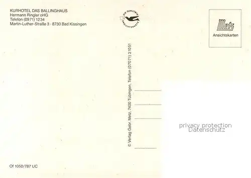 AK / Ansichtskarte Bad_Kissingen Kurhotel Das Ballinghaus Bad_Kissingen