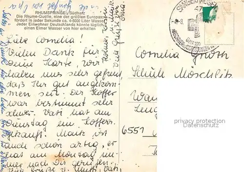 AK / Ansichtskarte Rhumspringe Rhume Quelle  Rhumspringe