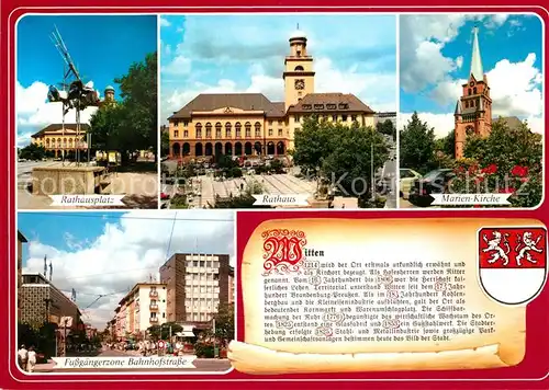 AK / Ansichtskarte Witten_Ruhr Rathausplatz Rathaus Marienkirche Bahnhofstrasse Chronik Witten Ruhr