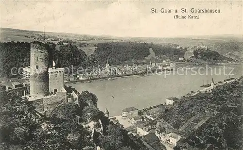 AK / Ansichtskarte St_Goar mit St Goarshausen und Ruine Katz St_Goar