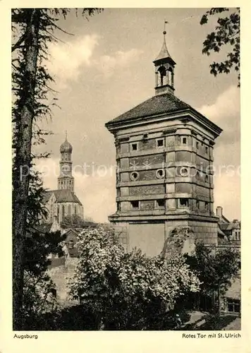 AK / Ansichtskarte Augsburg Rotes Tor mit St Ulrich Augsburg