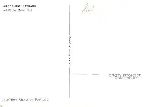 AK / Ansichtskarte Augsburg Rathaus mit Kloster Maria Stein Aquarell Augsburg