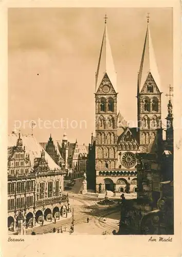 AK / Ansichtskarte Bremen Am Markt mit Kirche Bremen