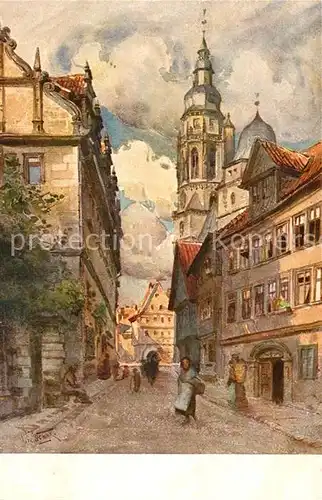 AK / Ansichtskarte Coburg Gymnasiumsgasse Morizkirche Kuenstlerkarte Coburg