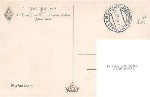 AK / Ansichtskarte Wien Fest Postkarte des Dt Saengerbundesfestes 1928 Wien