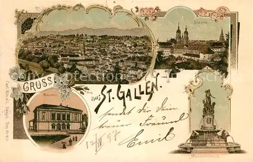 AK / Ansichtskarte St_Gallen_SG Panorama Kloster Museum St_Gallen_SG