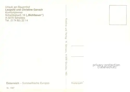 AK / Ansichtskarte Scheibbs Urlaub am Bauernhof Fam. Gansch Scheibbs