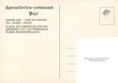 AK / Ansichtskarte Hoorn Specialitaeten Restaurant Pejo Hoorn
