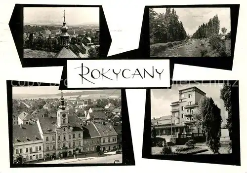 AK / Ansichtskarte Rokycany Teilansichten Rathaus Landschaftspanorama Rokycany