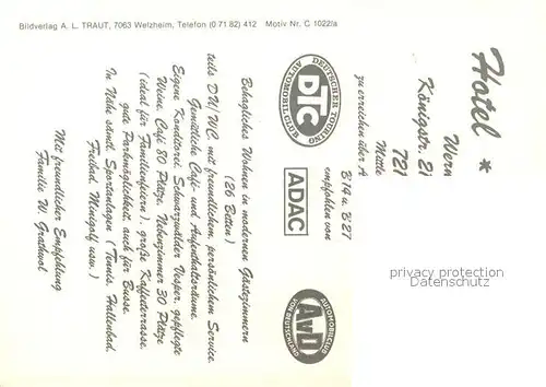 AK / Ansichtskarte Rottweil_Neckar Hotel Garni Parkcafe Stadtplan Motiv Nr C 1022 a Rottweil Neckar