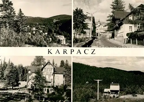 AK / Ansichtskarte Karpacz Panorama Ferienhaus Strassenpartie Bergbahn Karpacz