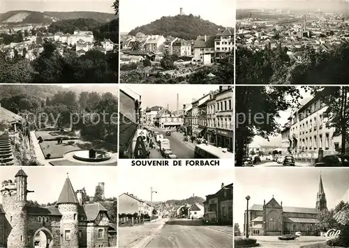 AK / Ansichtskarte Forbach_Lothringen Vue generale Parc Rue Nationale Hopital Burghof Eglise Forbach Lothringen