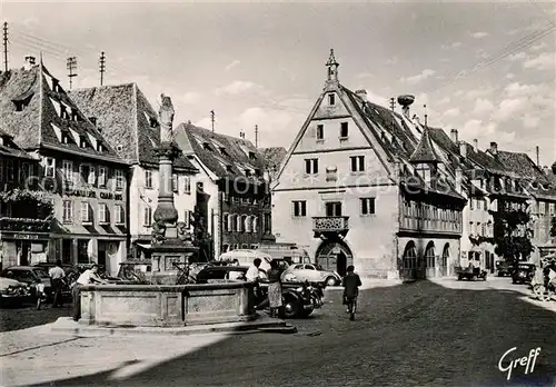 AK / Ansichtskarte Obernai_Bas_Rhin Place du Marche Fontaine de Sainte Odile Halle aux Bles Nid de Cigognes Obernai_Bas_Rhin