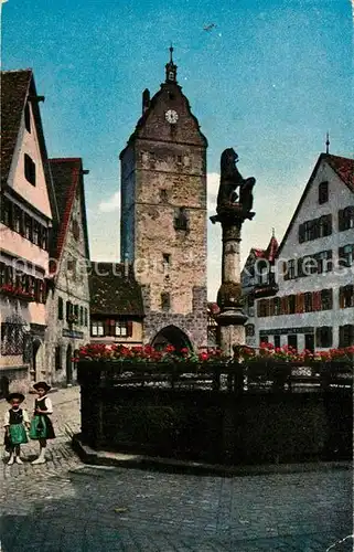 AK / Ansichtskarte Dinkelsbuehl Woernitz Loewenbrunnen Dinkelsbuehl