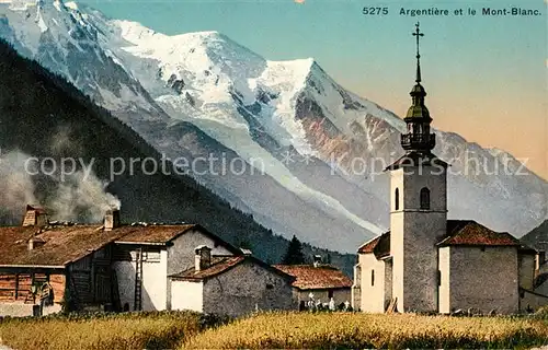 AK / Ansichtskarte Argentiere_Haute Savoie Eglise et le Mont Blanc Argentiere Haute Savoie
