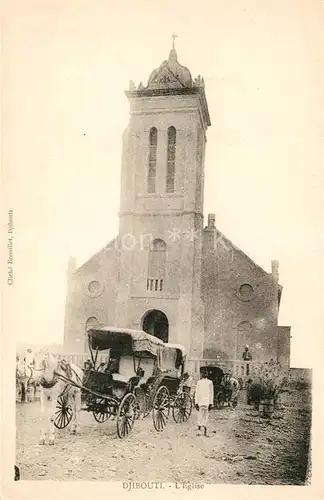 AK / Ansichtskarte Djibouti Kirche Pferdekutsche Djibouti