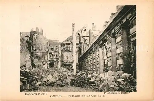 AK / Ansichtskarte Amiens Passage de la Comedie apres le bombardement Amiens