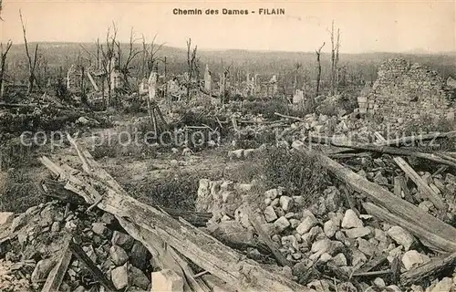 AK / Ansichtskarte Filain_Aisne Chemin des Dames apres le bombardement Filain_Aisne