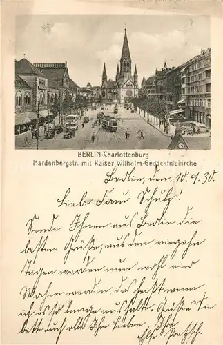 AK / Ansichtskarte Charlottenburg Hardenbergstrasse mit Kaiser Wilhelm Gedaechtniskirche Charlottenburg