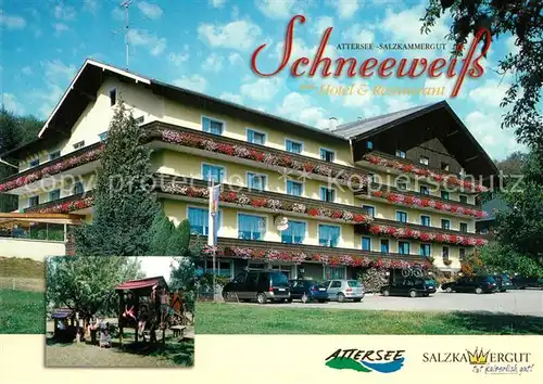 AK / Ansichtskarte Attersee Hotel Restaurant Schneeweiss Attersee